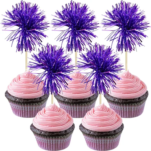 Vista 44 de Gyufise - 30 piezas de fuegos artificiales de papel de aluminio para cupcake, oropel brillante para decoración de pastel, cócteles, cumpleaños, boda