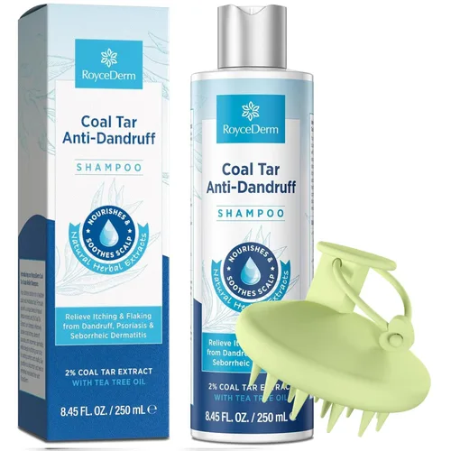 Vista 10 de Champú contra la caspa Roycederm con alquitrán de hulla: gel medicado extra fuerte con 2% de extracto de alquitrán de hulla para el alivio rápido