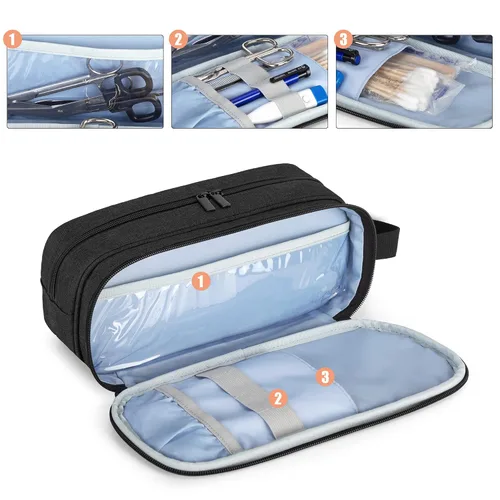 Vista 4 de Trunab Estuche para estetoscopio con capacidad para 2 estetoscopios o manguito de presión arterial, compatible con 3M Littmann/MDF/ADC, estuche
