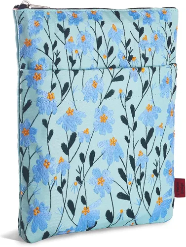 LParkin Funda para libro con bordado de margaritas con cremallera para lectores, funda protectora de regalo para amantes de los libros, tela lavable