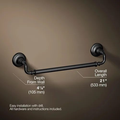 Vista 3 de Kohler 72567-BL K-72567-BL Artifacts - Toallero (18 toallas), color negro mate