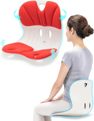 Vista 10 de curble Paquete de 2 sillas ergonómicas de apoyo para la espalda, soporte lumbar para corrección de postura y alivio del dolor de espalda
