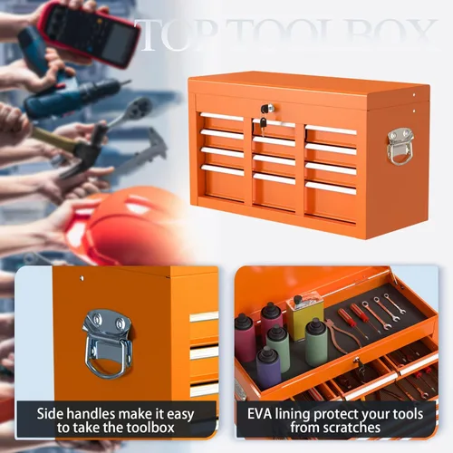 Vista 6 de Go Beyond Cofre de herramientas de 8 cajones con ruedas, gabinete de almacenamiento de herramientas y caja de herramientas, baúl de herramientas