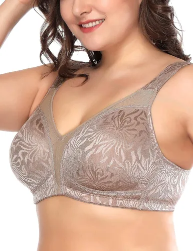 Vista 3 de Deyllo Women's Full Coverage Plus Size Comfort Minimizer Bra Wirefree Non Padded