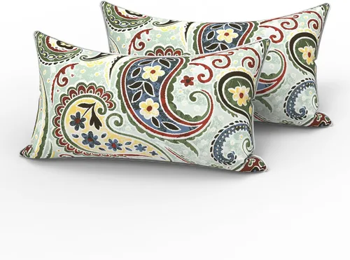 Vista 20 de LVTXIII - Juego de fundas para cojines de sofá o sillón de exteriores, para lumbar, no se decoloran, 2 unidades de 12" x 20", con relleno, estampado