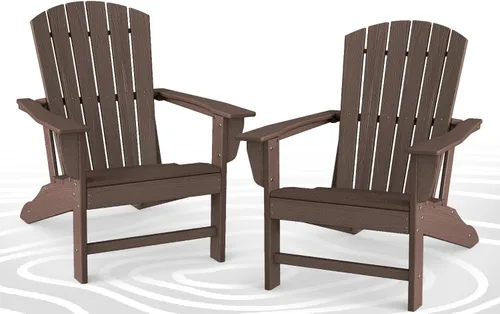 Vista 45 de BRIOPAWS Adirondack - Juego de 2 sillas para hoguera, de gran tamaño, plástico HDPE, resistente a la intemperie, para terraza, exterior, piscina