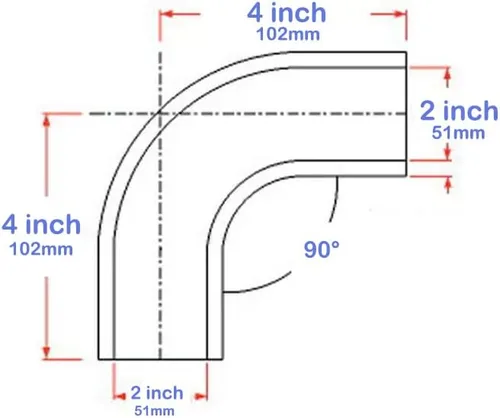 Vista 2 de Ucreative ID del codo de 90 grados manguera de silicona acoplador de alto rendimiento de 4 capas de 2.0 "(51 mm) para vehículo con abrazadera