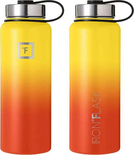 Vista 94 de IRON °FLASK - Botella deportiva de 14, 18, 22, 32, 40, 64 o 128 onzas, 3 tapas (boquilla), acero inoxidable aislado al vacío, doble pared moderna