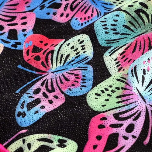 Vista 6 de HOZIY Mallas de gimnasia para niñas, con estampado de copos de nieve, azul, morado, rosa intenso, destello
