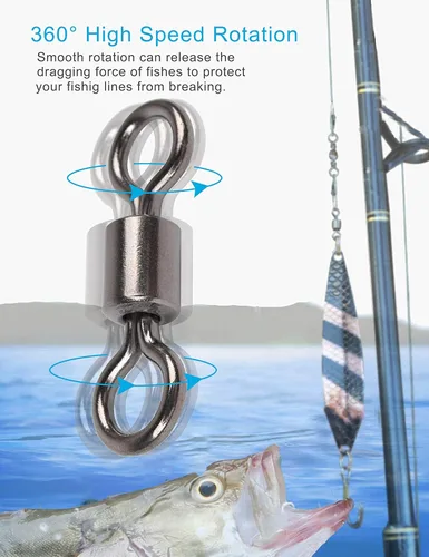 Vista 3 de Juego de giros de barril de pesca, 210 unids rodamiento de cojinete a presión conector para agua salada pesca de agua dulce