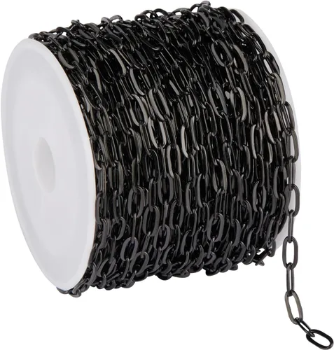 UMAOKANG Cadena de clip negra de 32.8 pies para hacer joyas, chapado en negro, acero inoxidable, cadena de joyería, rollo hecho a mano, collar,