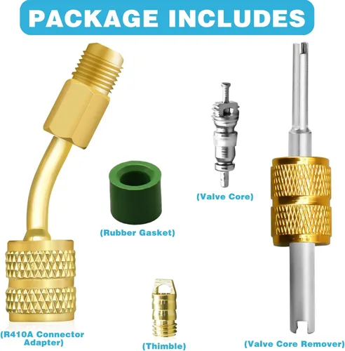 Vista 7 de Kit de adaptador R410A, adaptador mini split 5/16 a 1/4 acoplador R410A adaptador de manguera de refrigerante, conector de válvula removedor