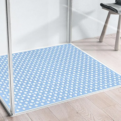 Vista 9 de Yonala - Tapete de ducha extra grande de 47 x 32 pulgadas, antideslizante, para ducha interior, tapete de ducha de TPE suave con ventosas y agujeros