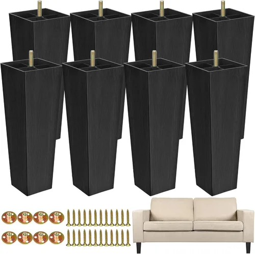 Vista 11 de TURSTIN Patas de Muebles de Plástico Patas de Sofá Cuadradas Cónicas Pies de Sofá con Tuercas en T M8 Tornillos para Patas Sofás Sillas Gabinetes