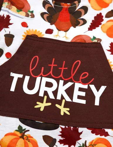 Vista 5 de KANGKANG Traje de Acción de Gracias para bebé niño My First Thanksgiving ropa mameluco + overol de pavo + sombrero conjunto de 3 piezas