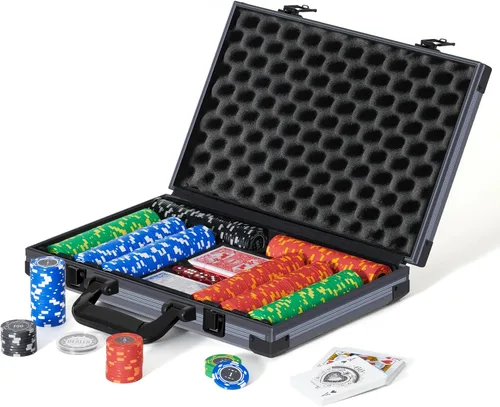 Vista 10 de Boyzhood Fichas de póquer, juego de póquer con estuche de viaje de aluminio, juego de fichas de póquer de 0.41 oz para jugar al blackjack Texas