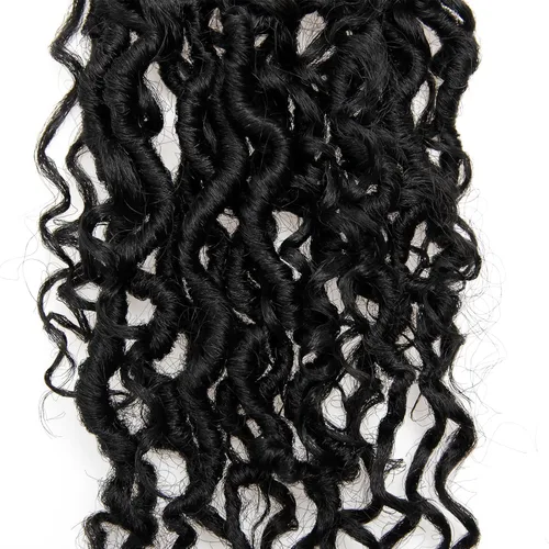 Vista 9 de Goddess Locs - Rastas de cabello corto rizado bohemio sintético de 10 pulgadas, paquete de 8 paquetes de trenzas de ganchillo preenrolladas