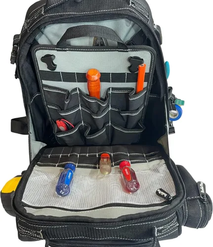 Vista 4 de BOULDER Bolsa de herramientas de 80 bolsillos - Mochila de herramientas de electricistas de alta resistencia, portador duradero, HVAC, bolsa