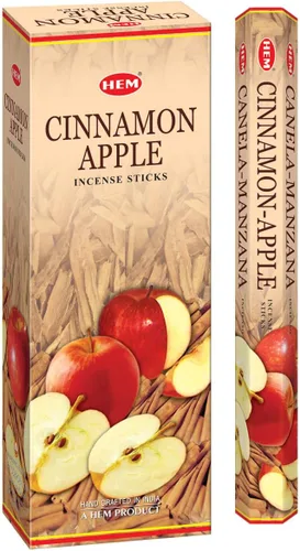 Hem Varitas de incienso de manzana y canela (120 varillas, 6 cajas en el interior), 9 pulgadas de largo, 0.71 onzas por caja, fragancia acogedora y