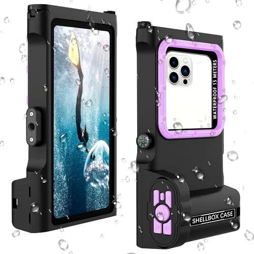 Vista 9 de Caja de teléfono impermeable Bluetooth profesional con control de APP Negro púrpura