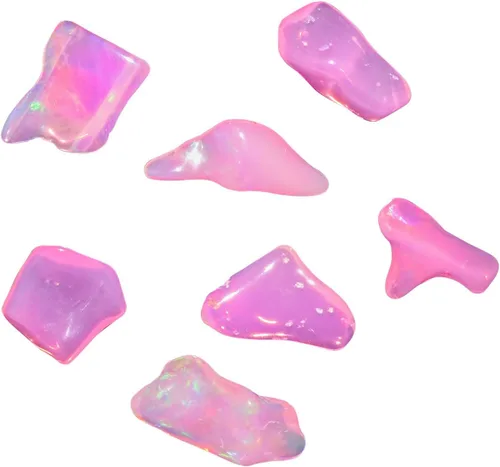 7 piezas de piedras preciosas naturales de ópalo etíope rosa orgánico, cristal curativo de chakras, cristales ásperos y piedras preciosas piedra