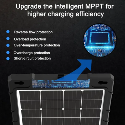 Vista 4 de Kit de panel solar de 20 W y 12 V con controlador mejorado para aplicaciones de automóviles, caravanas, motocicletas y marinas