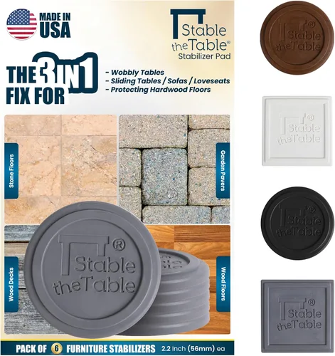 Vista 8 de Paquete de 6 - Negro Redondo, Nivelador y Elevador de Muebles, Agarre Antideslizante para Sofá en Pisos de Madera Dura, Protector de Piso