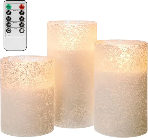 Vista 11 de ANGELLOONG Velas sin llama con control remoto para decoración de mesa, velas falsas parpadeantes que funcionan con pilas, velas de batería