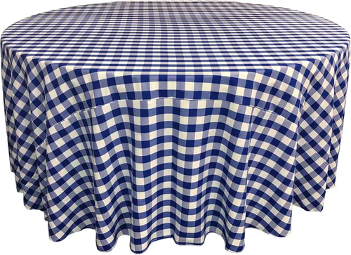 Vista 24 de Mantel LA Linen, redondo, a cuadros, polivinílico, 51 pulgadas.