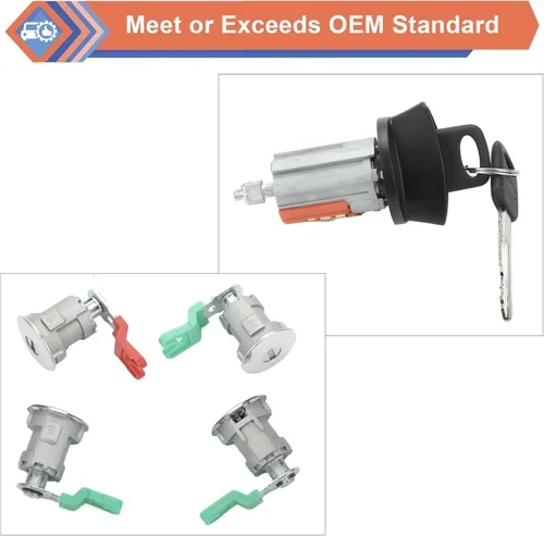 Vista 4 de Cilindro de bloqueo de puerta de cilindro de encendido compatible con Ford Vehicle E150 1997-2018, furgoneta E250, furgoneta E350, camioneta