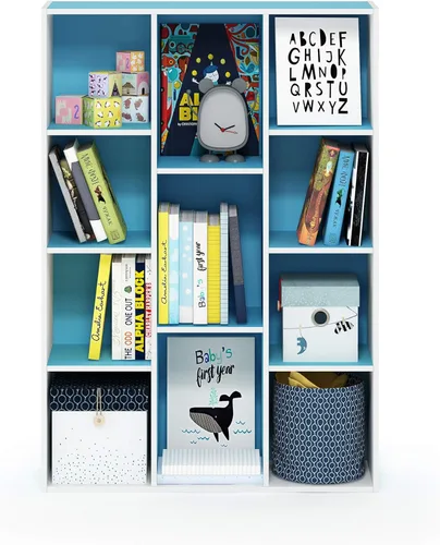 Vista 350 de Furinno - Estantería de cubos de 5 niveles serie Luder para libros y almacenamiento, color roble francés