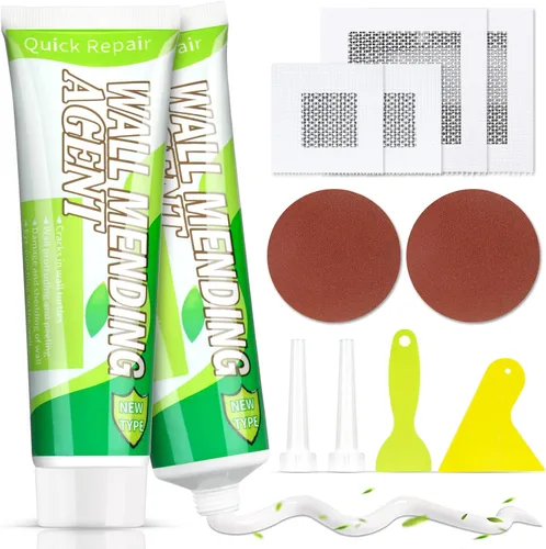 Kit de reparación de yeso WDSHCR, kit de parche de reparación de pared con spackle de 2 piezas, agente de reparación de pared rápido y solución
