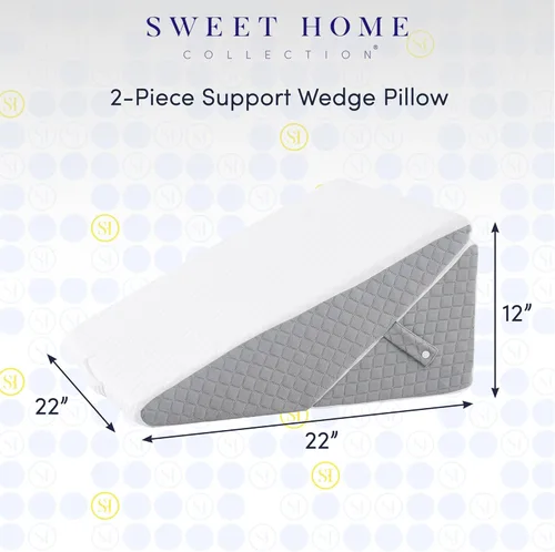 Vista 3 de Juego de Almohadas Ortopédicas de Cuña para Soporte de Piernas, Espalda y Rodillas - Almohadas de Cuña de Espuma Viscoelástica CertiPUR con Fundas