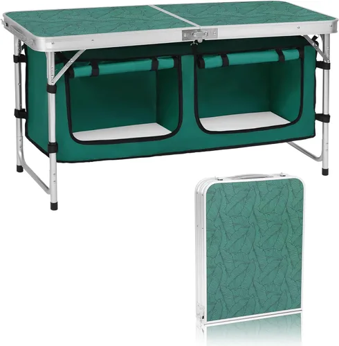 Vista 12 de Camp Field - Mesa de camping plegable de aluminio con patas ajustables para viajes al aire libre, playa, patios, barbacoas, fiestas y picnics