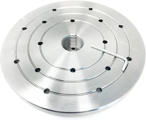 Vista 2 de Placa frontal de torno de madera de acero de 8 pulgadas, 1-1/4 pulgadas x RH 8tpi roscada con tornillos de fijación para bloquear en el husillo