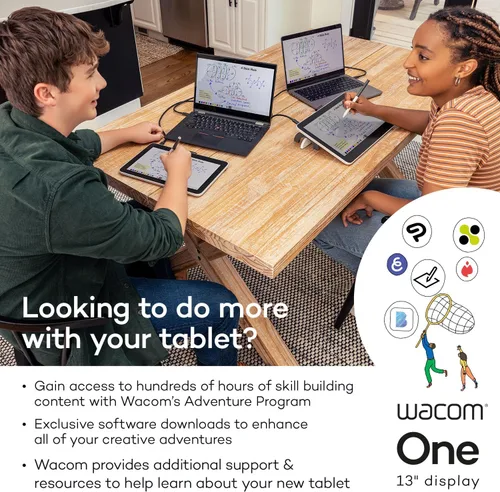 Vista 5 de Wacom One 13 Touch Tableta para dibujar con pantalla, pantalla táctil laminada completa HD de 13.3" Tableta de arte digital con software creativo