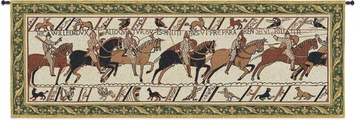Bayeux Tapestry Historic Masterwork of Norman Conquest of England | Tapiz tejido para colgar | Arte histórico con borde | 100% algodón, tamaño de
