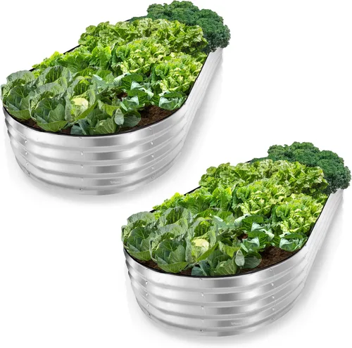 Vista 16 de Plant & Plot Camas de jardín elevadas galvanizadas para exteriores/ Jardinera elevada de 6 x 3 x 1 pie para jardinería, verduras, flores, caja