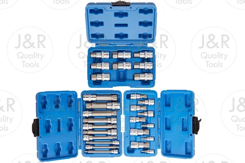 Vista 2 de J&R Quality Tools Juego de llaves hexagonales y XZN de 12 puntos MM Triple Square Spline Bit Set de dados a prueba de manipulaciones