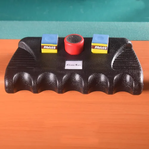 Vista 4 de Soporte para taco de 5 agujeros, soporte de taco de piscina con 5 tizas, soporte para palos de taco