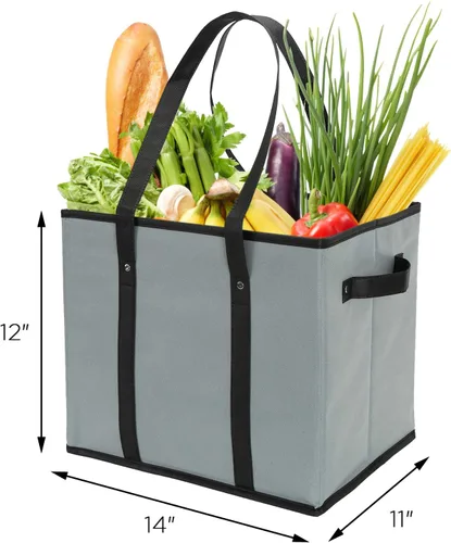 Vista 2 de Juego de bolsas de comestibles reutilizables duraderas y resistentes, plegable, con parte inferior reforzada