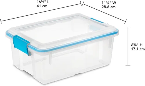 Vista 2 de Sterilite Paquete de 6 cajas de juntas, contenedores de almacenamiento resistentes a la intemperie con tapas de cierre, 12 cuartos de galón