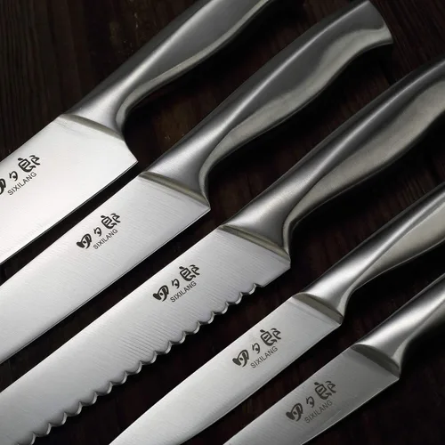 Vista 6 de Knife Set, 8 Piece German Stainless Steel Hollow Handle Manual Knife Sharpener Forged Kitchen Knives Set with Oak Wooden Block Gift