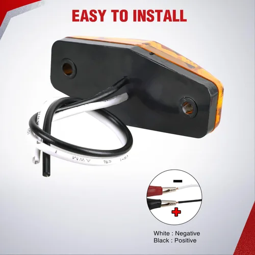 Vista 6 de Nilight 2.5 pulgadas de luz lateral ovalada 2 LED 8 unidades ámbar 80LM alto lumen impermeable montaje en superficie 12V cable directo para camión