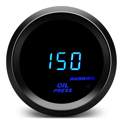 Vista 9 de tacómetro de 2 pulgadas (52 mm) azul digital con LED para auto de 12V, para motores de 4, 6 y 8 cilindros de gasolina (negro)