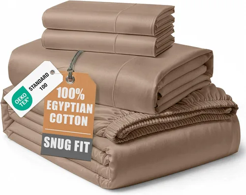 Vista 9 de LANE LINEN - Sábanas individual 100% algodón egipcio suave, cómodo y grueso de calidad de hotel, costuras reforzadas totalmente elásticas, sin