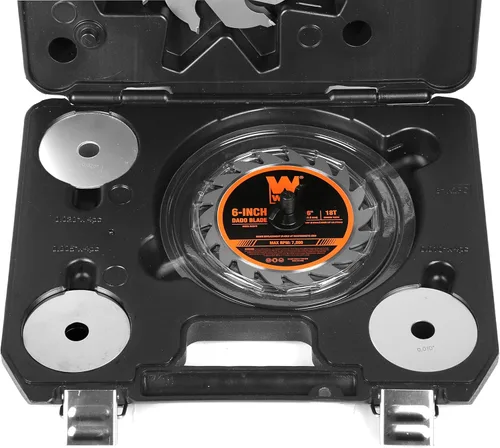 Vista 7 de WEN BL067D - Juego de hojas de dado apiladas con punta de carburo de 18 dientes de 6 pulgadas y 18 dientes para sierras de mesa de 8-1/4 y 10