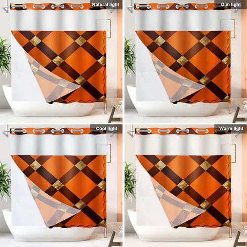 Vista 287 de Shrahala Father and Child Embracing No Hooks Shower Curtain with Snap in Liner Set, Tender Moment Captured Bathroom Décor Polyester Fiber Waterproof