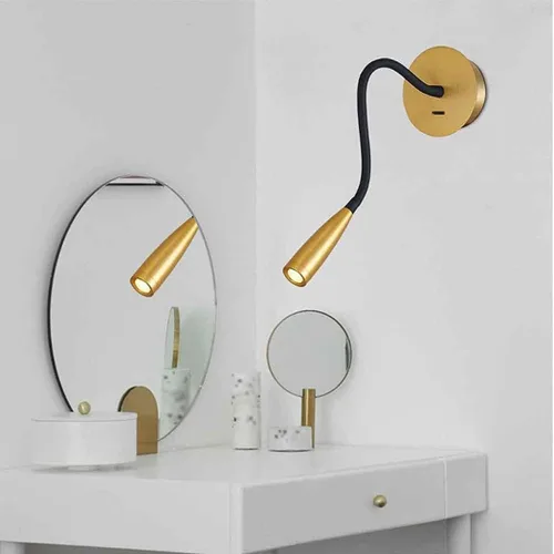 Vista 3 de Manguera de cuello de cisne flexible LED para pared, luz de lectura enfocada para dormitorio, lámpara de pared ajustable para cabecero de noche