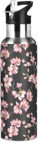 Vista 19 de ALAZA Botella de agua con estampado de leopardo rosa y guepardo con tapa con pajilla, botella térmica de acero inoxidable aislada al vacío, 20 onzas
